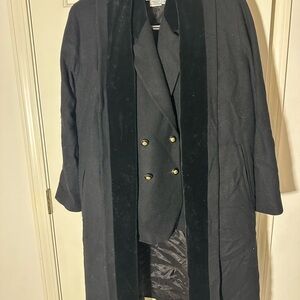 Oleg Cassini size 6 wool 3-piece  power suit velvet, trim, coat, blazer slacks